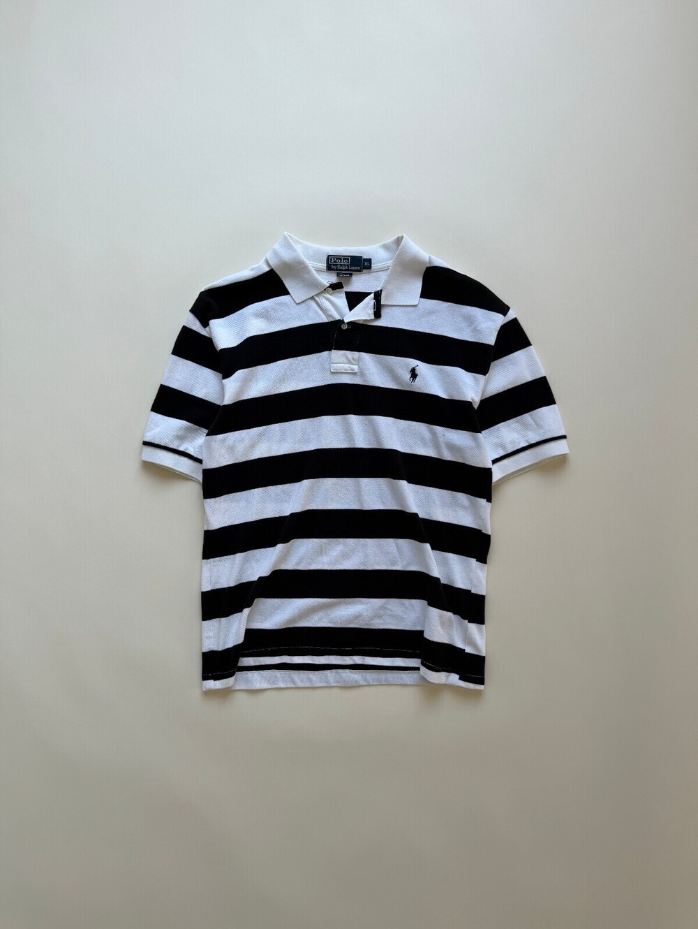 Vintage 90's Polo Ralph Lauren Black White Striped Polo shirt